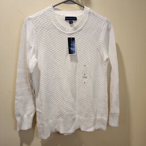 Karen Scott women's white 100% cotton crew neck sweater size S NWT